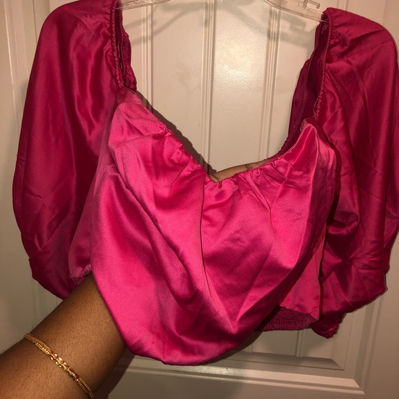 EXPRESS x Ladygang Hot Pink Chiffon Top- NWT - Picture 14 of 16